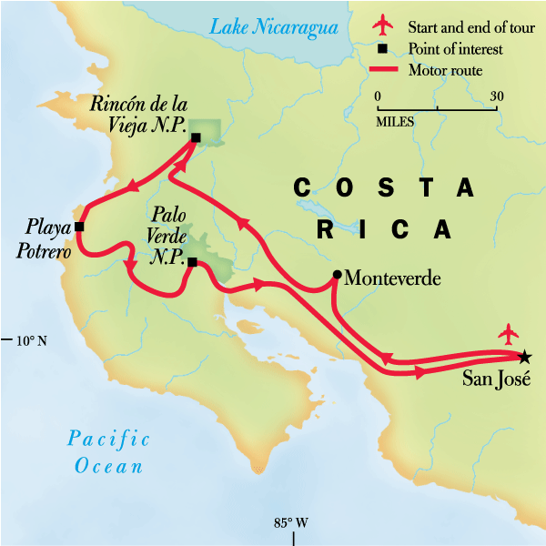 Costa Rica Family Journey: From Rainforest to Coast map