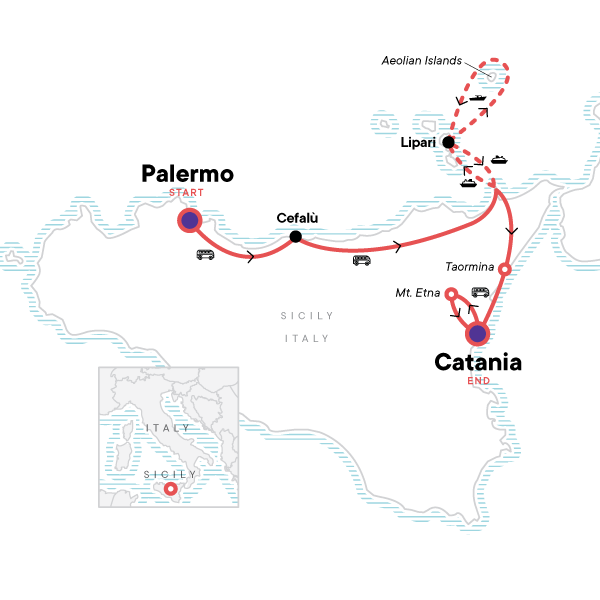 Northern Sicily: Islands & Volcanoes map