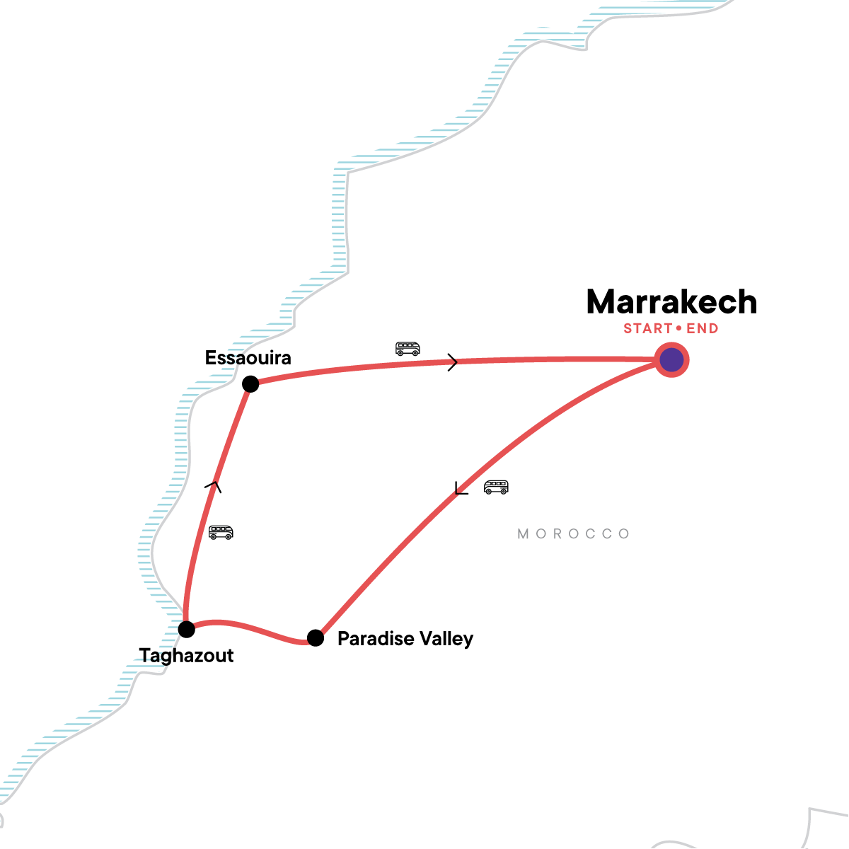 Coastal Morocco: Waves & Rock Pools map