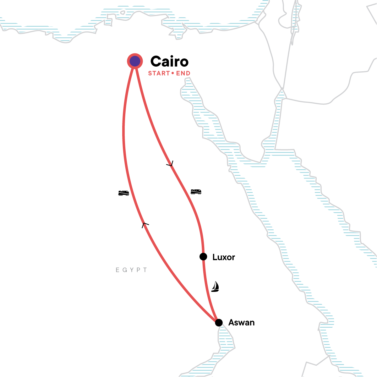 Egypt: Boats & Bazaars map