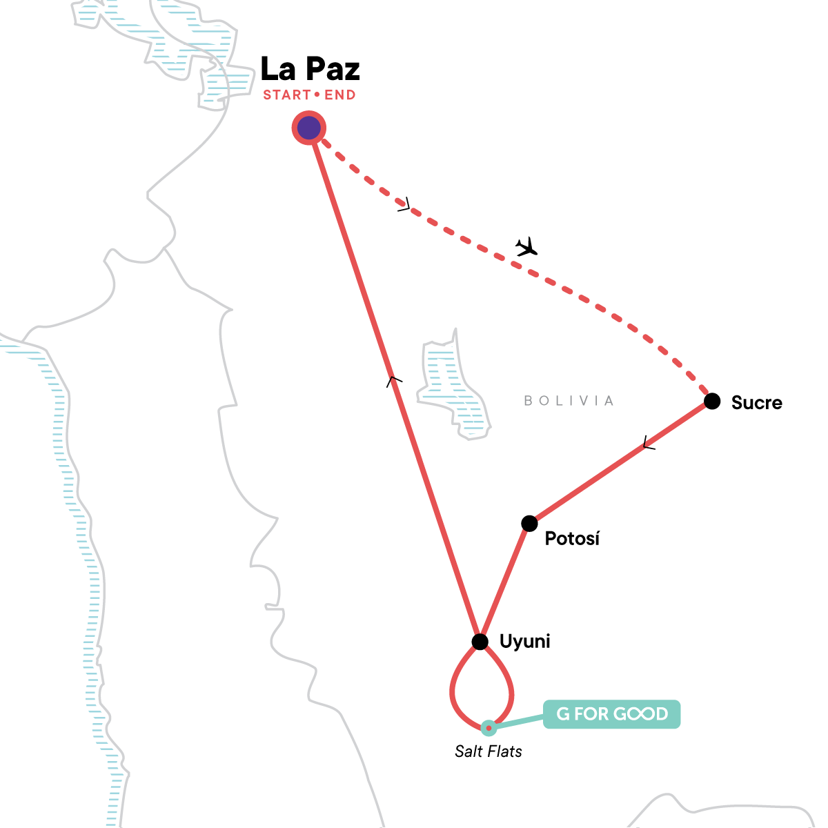 Tour Map tourhub | G Adventures | Bolivia Discovery | Tour Map