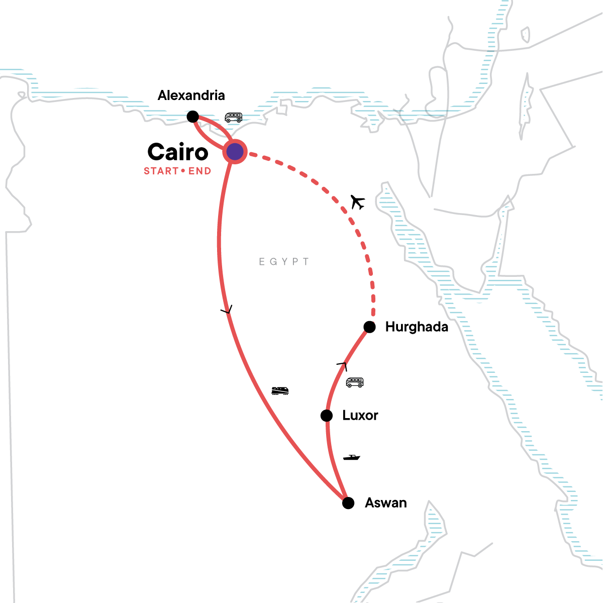 Highlights of Egypt map