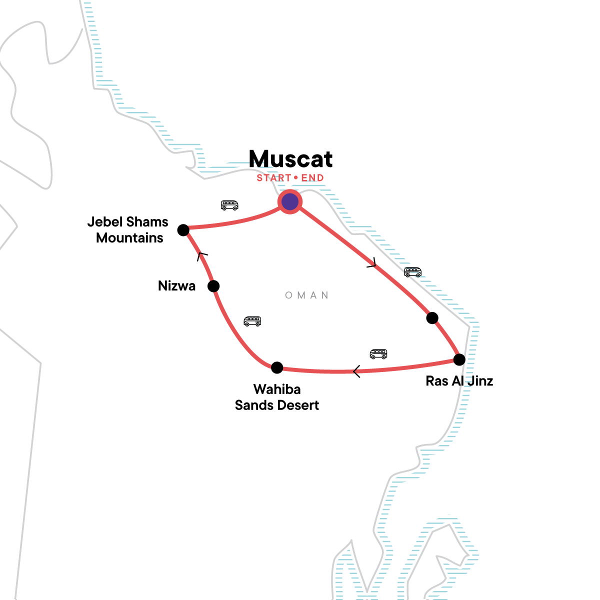 tourhub | G Adventures | Highlights of Oman | Tour Map