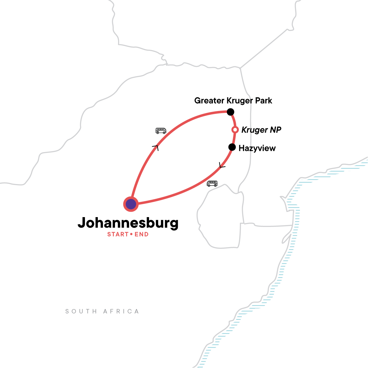 Tour Map tourhub | G Adventures | Kruger in Depth | Tour Map
