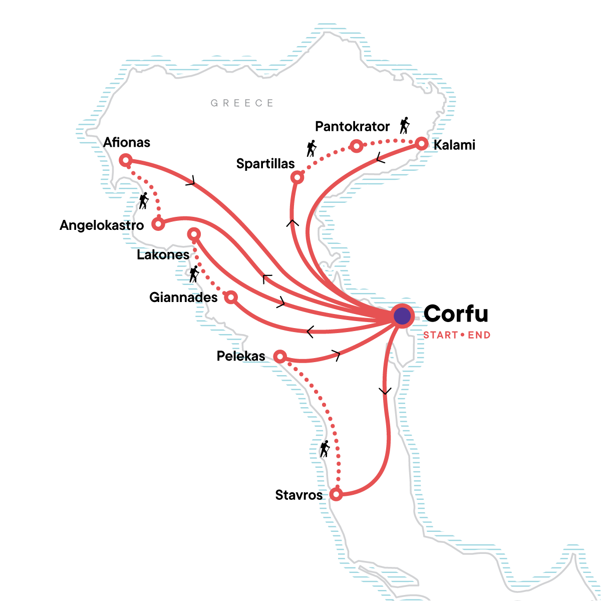 tourhub | G Adventures | Corfu Trail Hiking Highlights | Tour Map