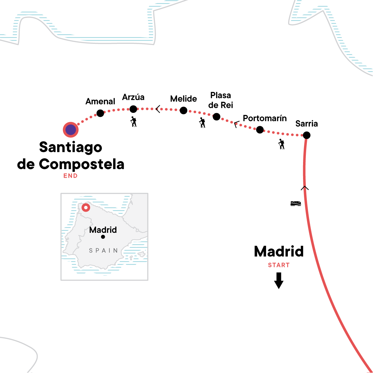 tourhub | G Adventures | Camino de Santiago Encompassed | Tour Map