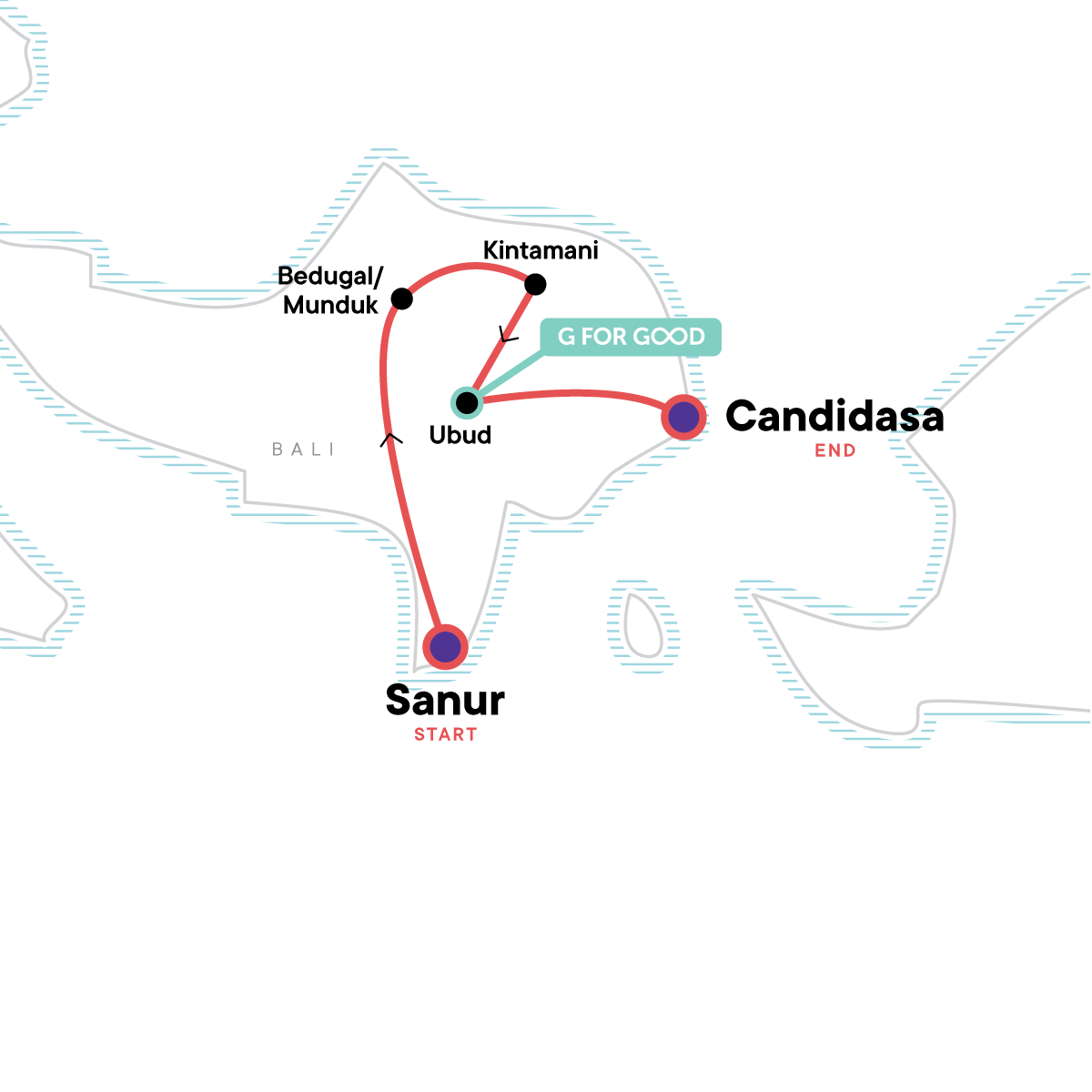 tourhub | G Adventures | Classic Bali | 22791 | Route Map