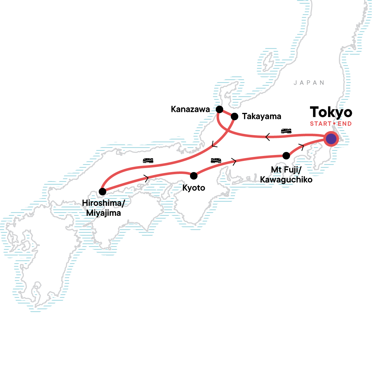 Tour Map tourhub | G Adventures | Discover Japan | Tour Map