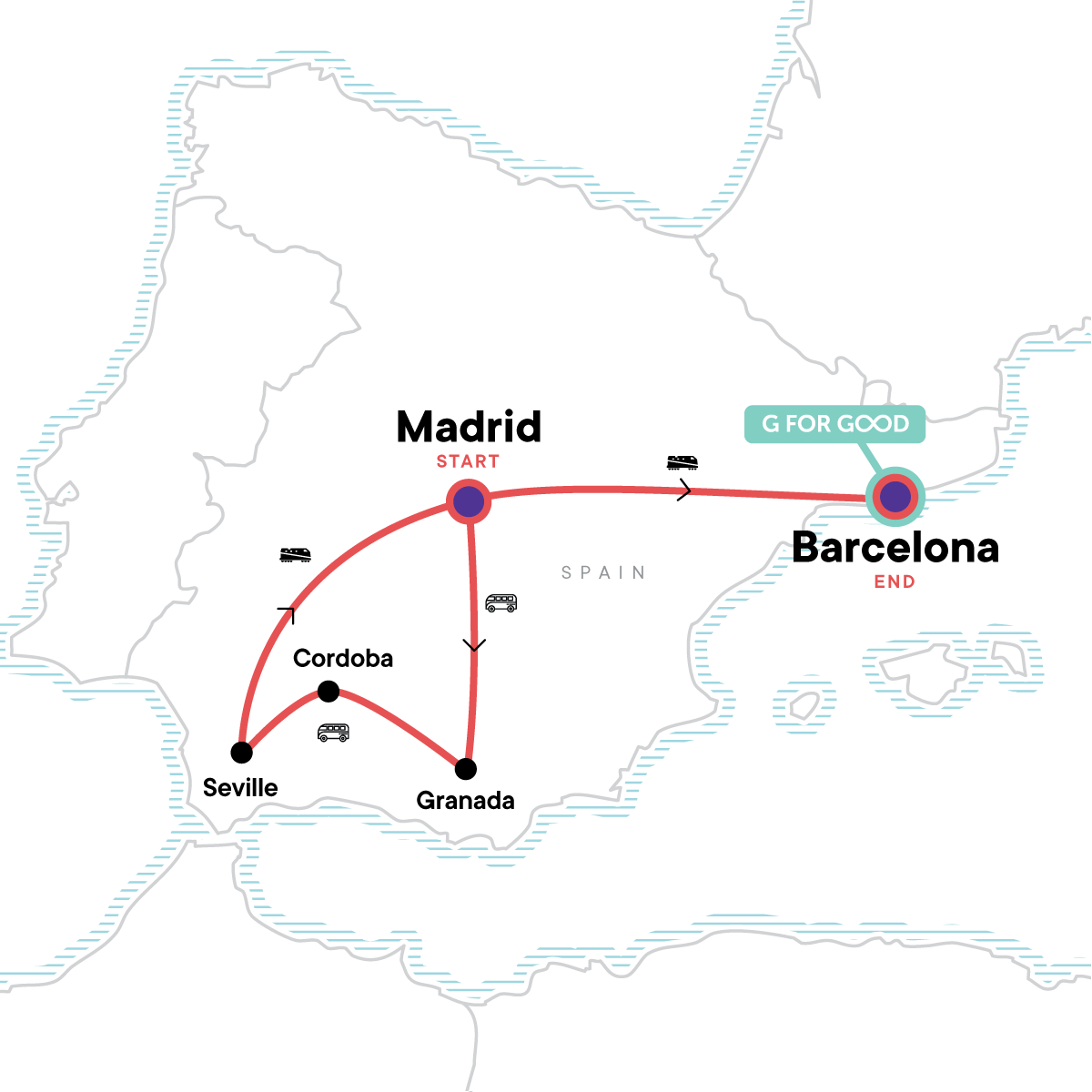 Best of Southern Spain Itinerary Map