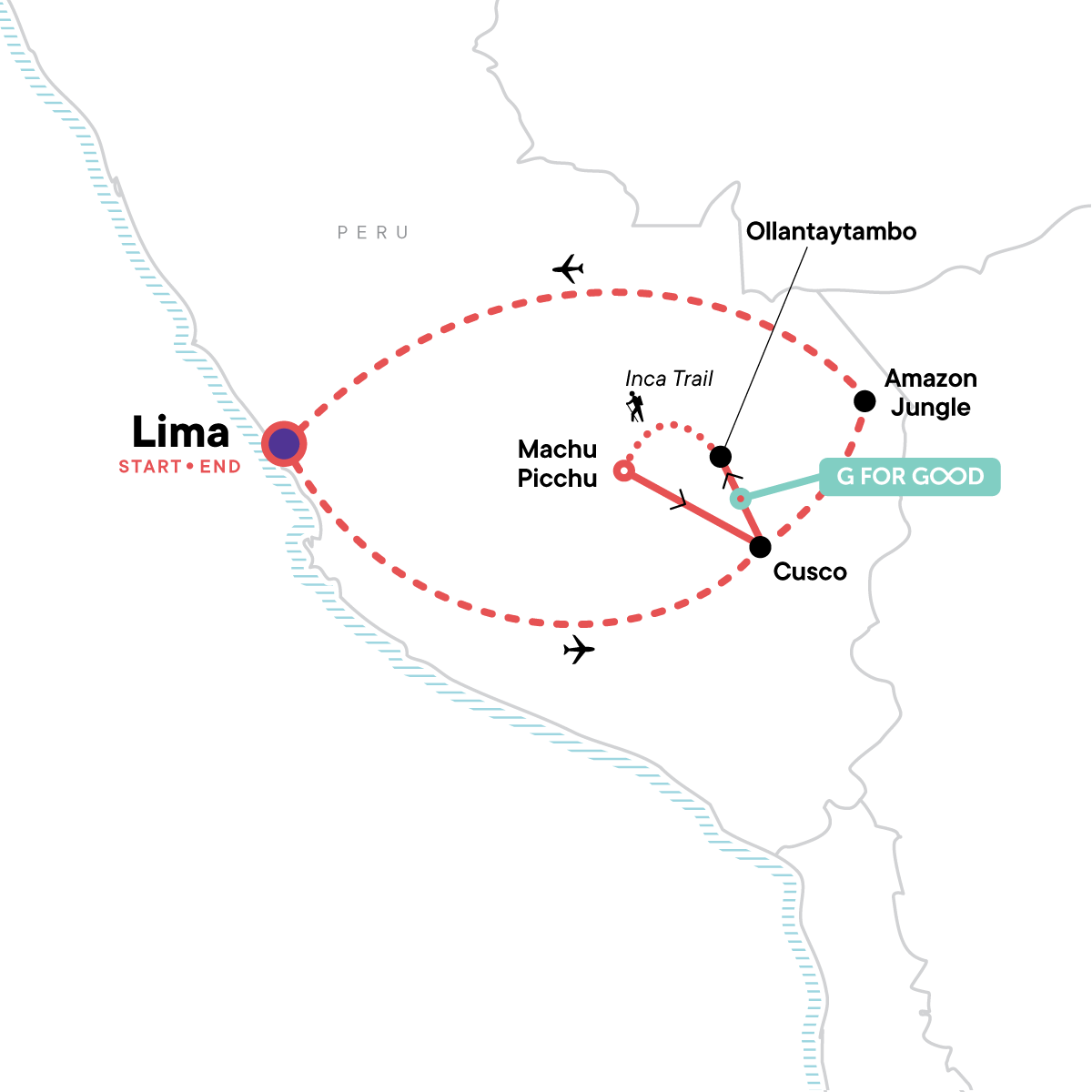 tourhub | G Adventures | Amazon to the Andes | Tour Map