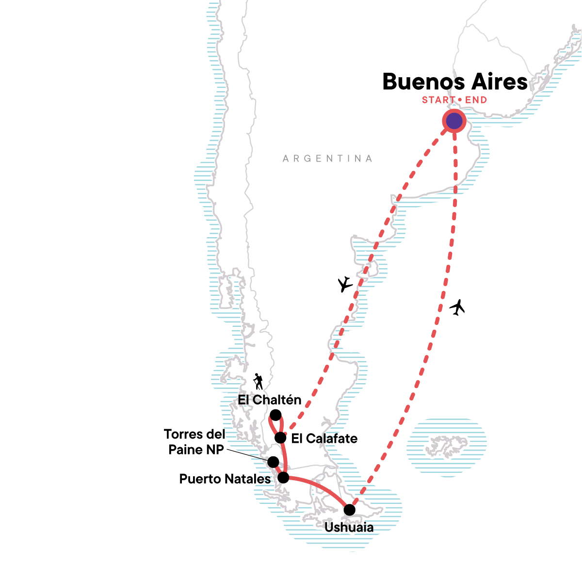 Tour Map tourhub | G Adventures | End of the Earth | Tour Map