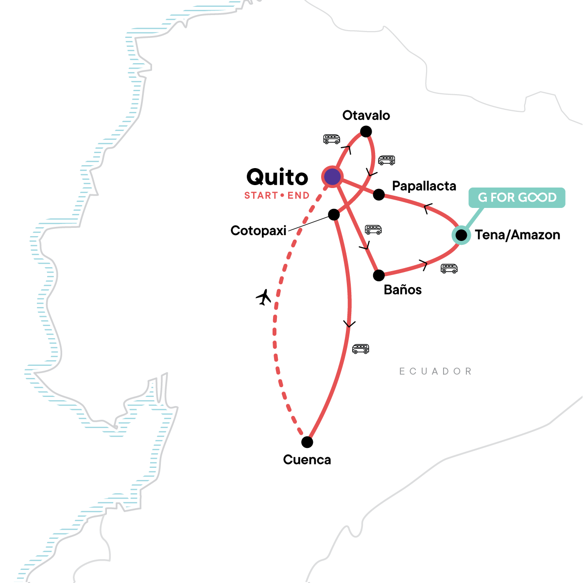 tourhub | G Adventures | Inland & Amazon | Tour Map