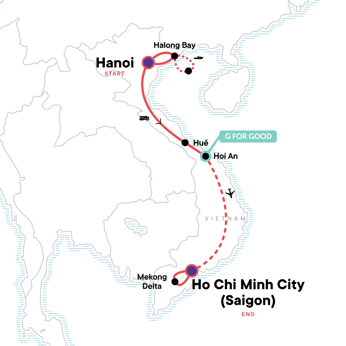 Vietnam Family Adventure Itinerary Map