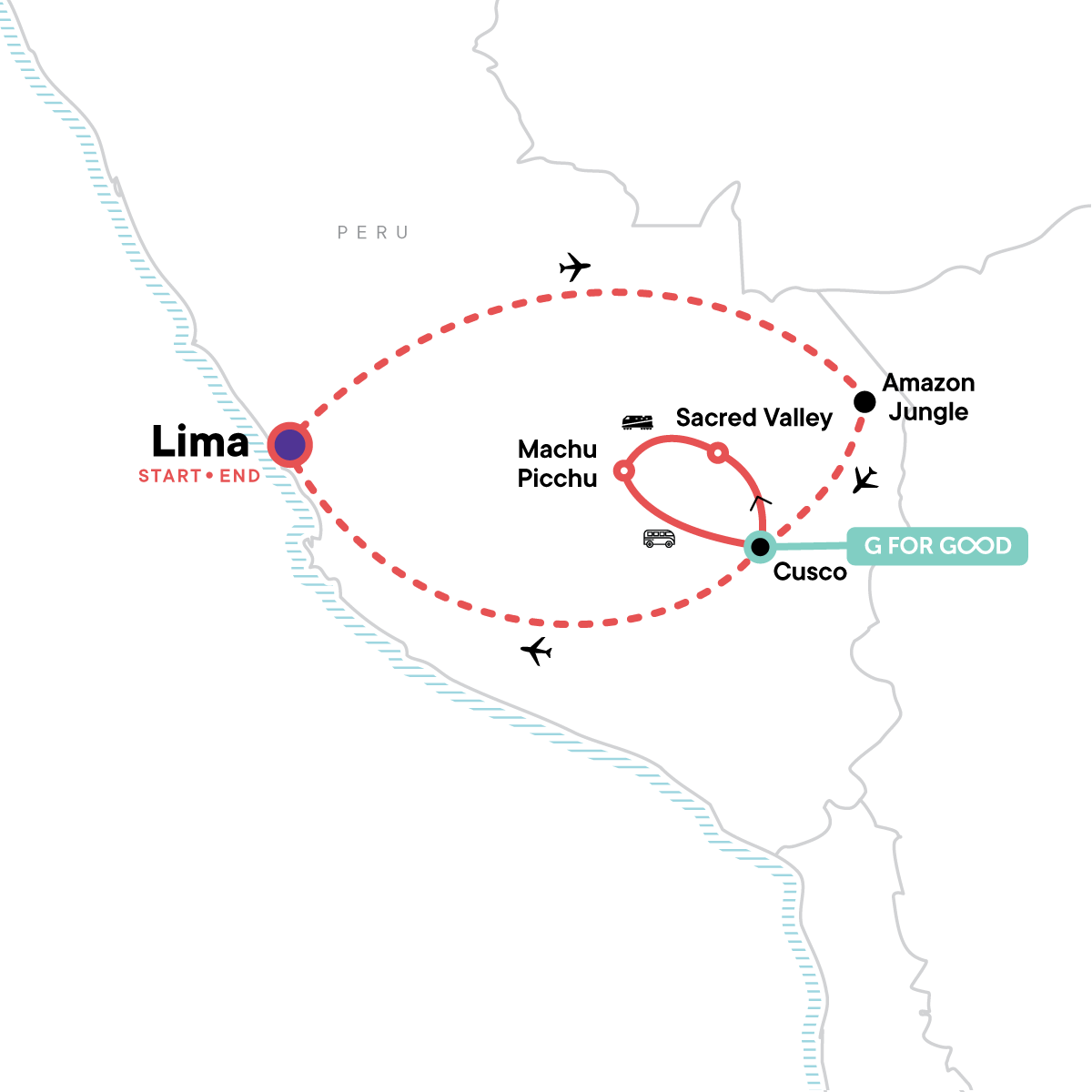 Peru Family Experience Itinerary Map