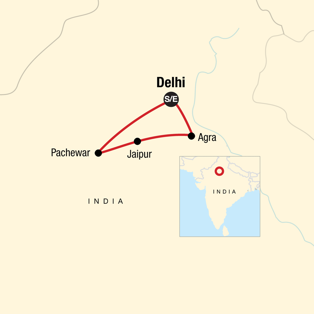 Journeys: North India Highlights Itinerary Map