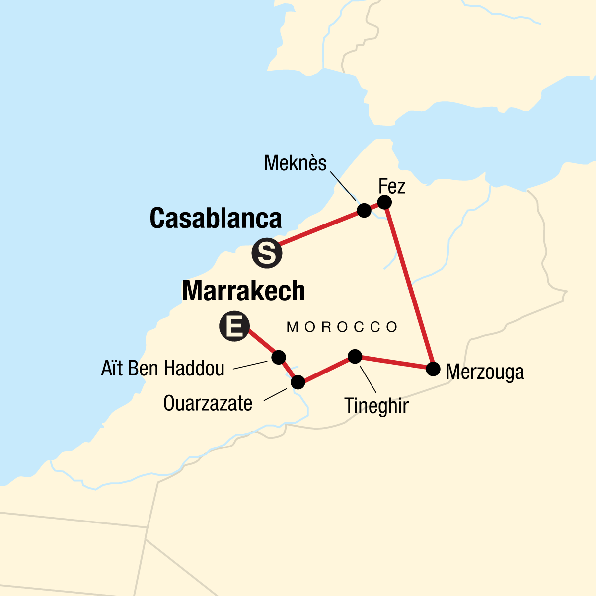 tourhub | G Adventures | Morocco Journey | Tour Map