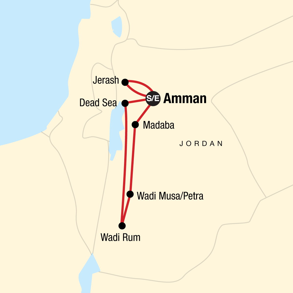 tourhub | G Adventures | Explore Jordan | 23744 | Route Map