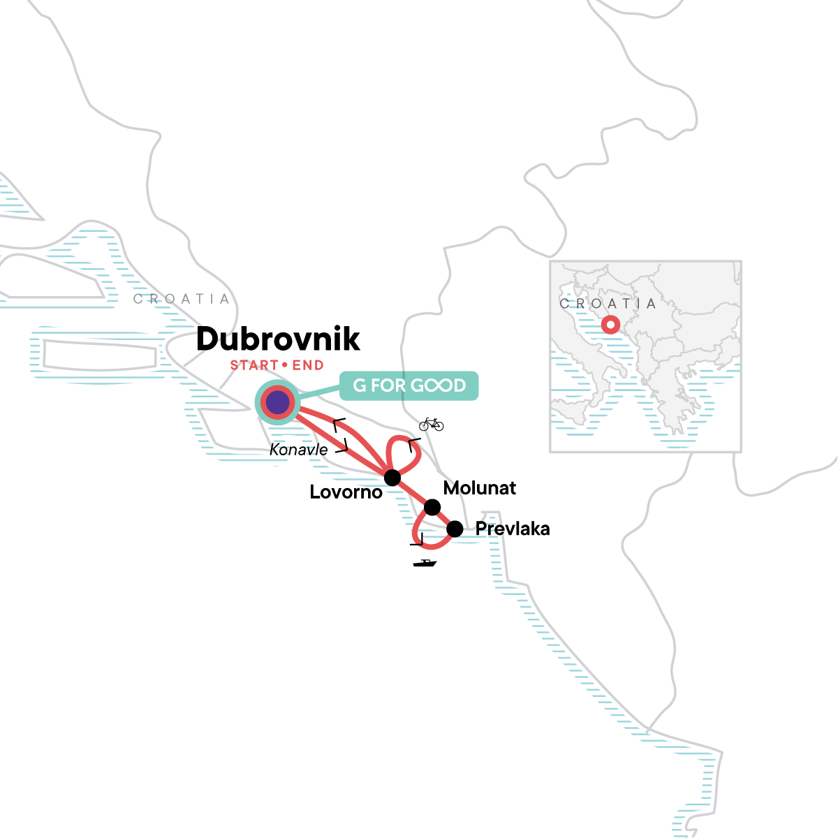 Local Living Croatia – Southern Dalmatia Itinerary Map