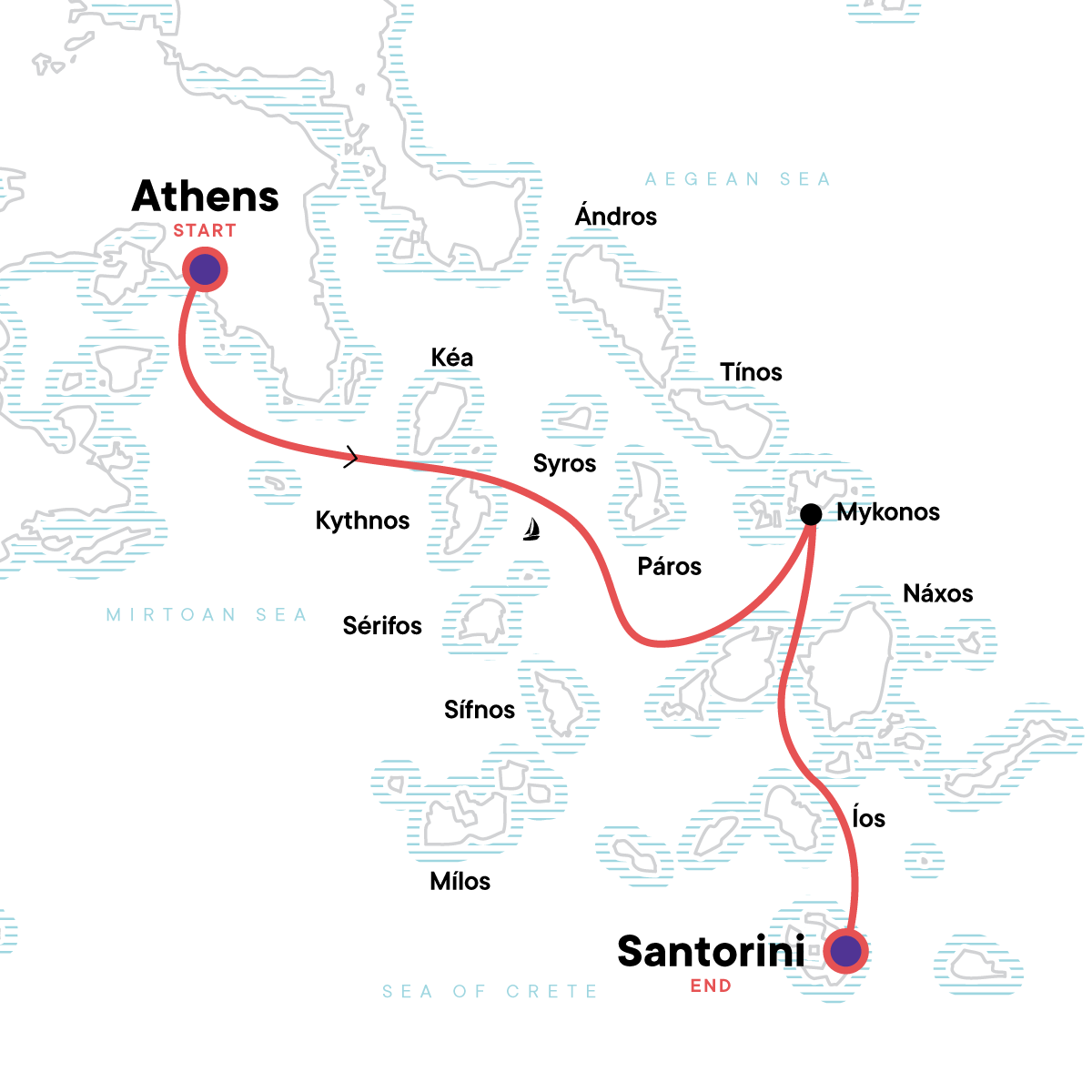 tourhub | G Adventures | Sailing Greece - Athens to Santorini | Tour Map