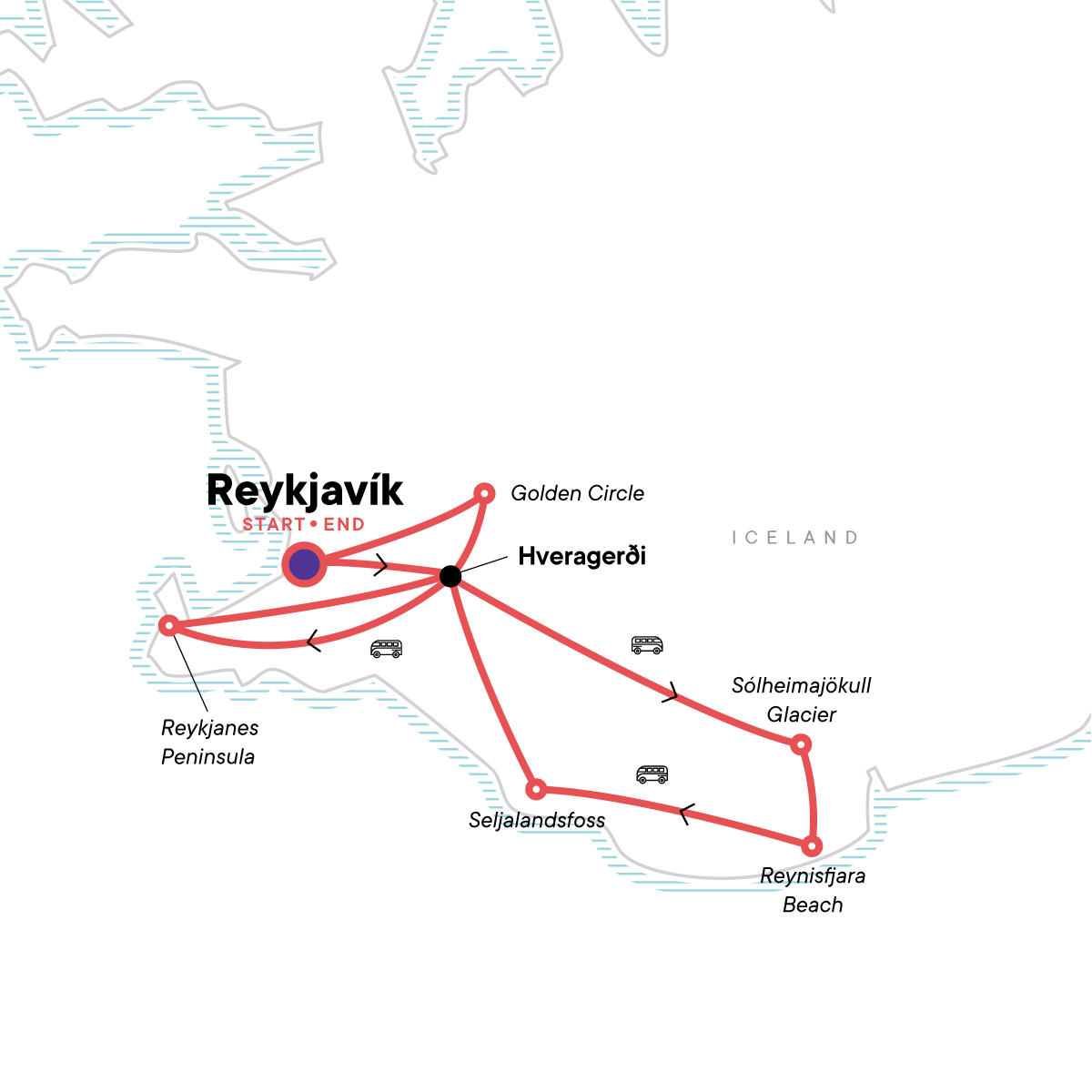 Wellness Iceland Itinerary Map