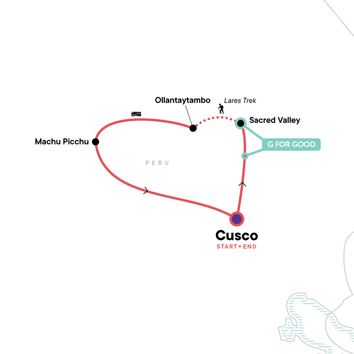 Map of Trekking the Inca Trail: 5D/4N