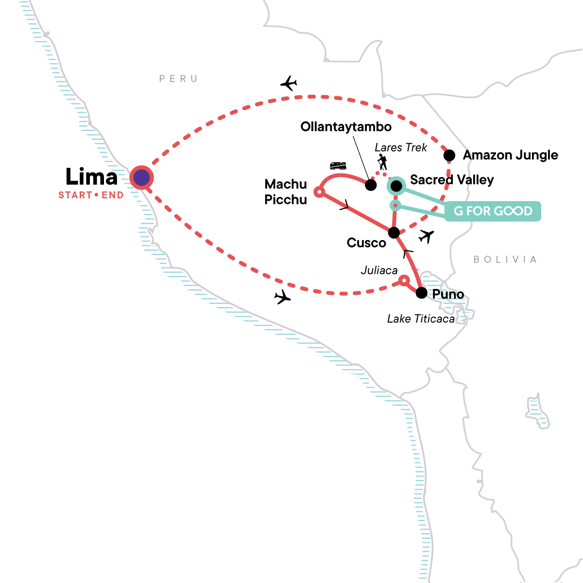 Map of Peru Panorama - Lares Trek from G Adventures