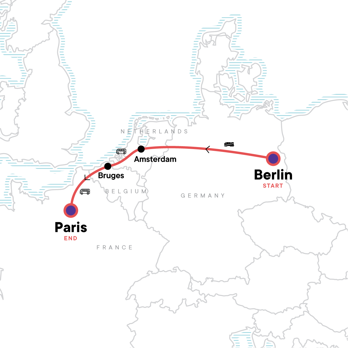 tourhub | G Adventures | Berlin to Paris: Bike Rides & Big Nights | Tour Map