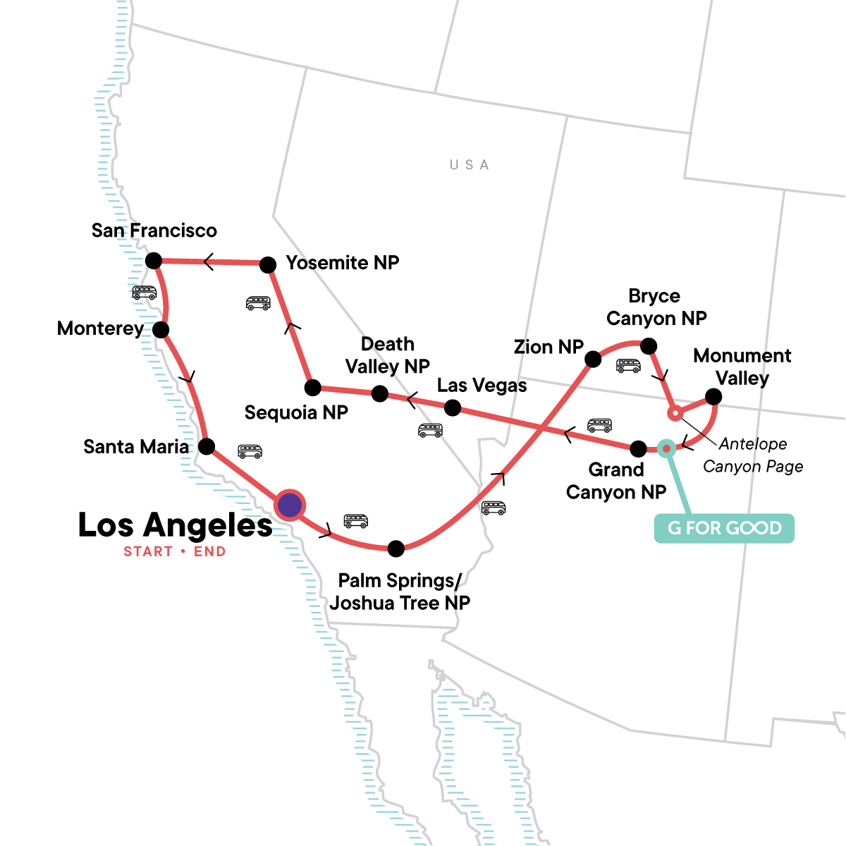 Ultimate Western USA Itinerary Map