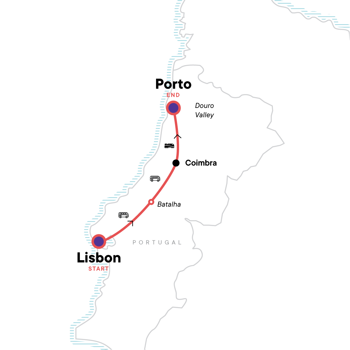 Highlights of Portugal Itinerary Map