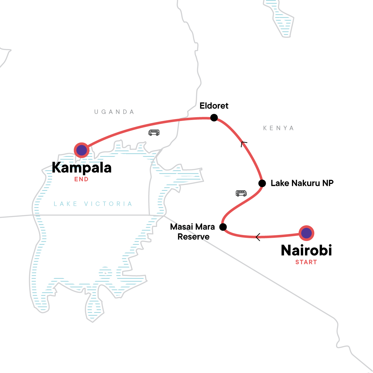 tourhub | G Adventures | Kenya Overland: Rhinos & National Reserves | Tour Map