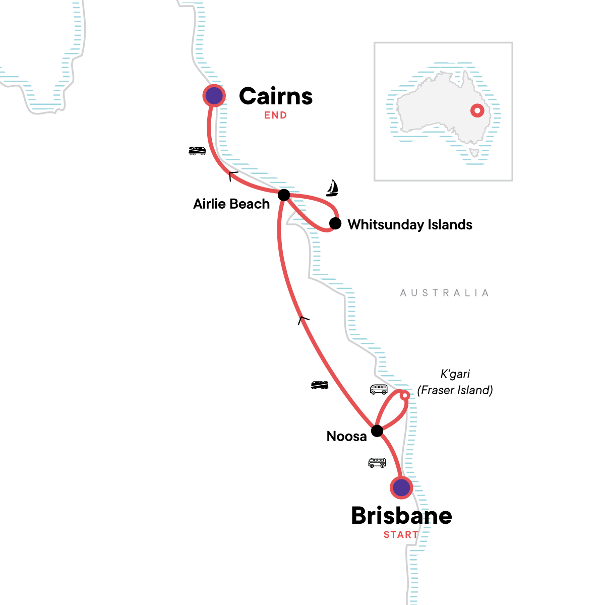 Brisbane to Cairns Experience Sand Dunes & the Whitsundays