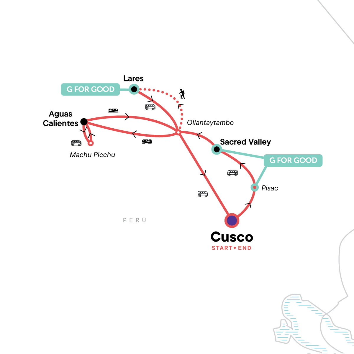 Map of Peru & Machu Picchu: Comfortable Camping on the Inca Trail