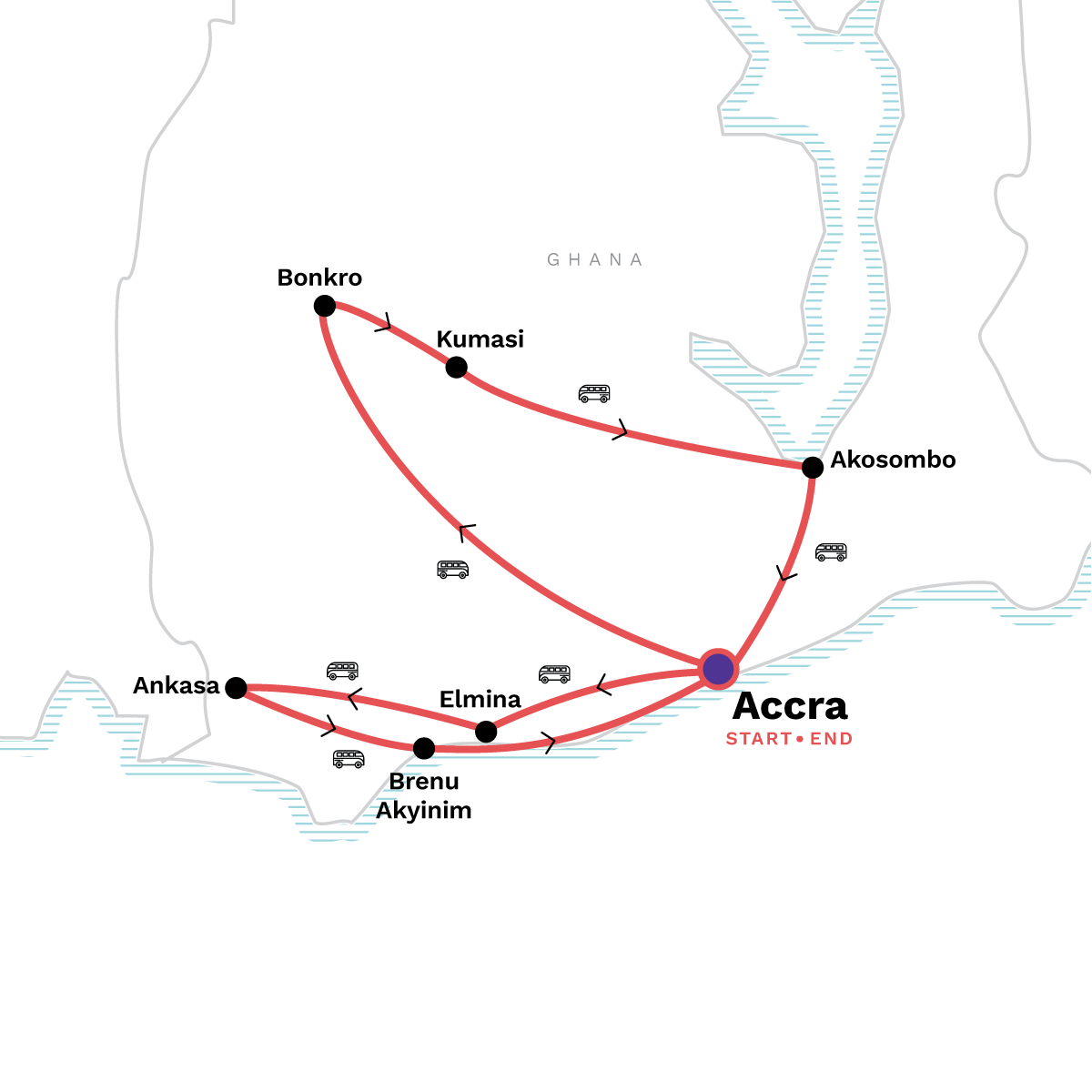 Map of Complete Ghana: The Beauty Of Travelling West Africa from G Adventures