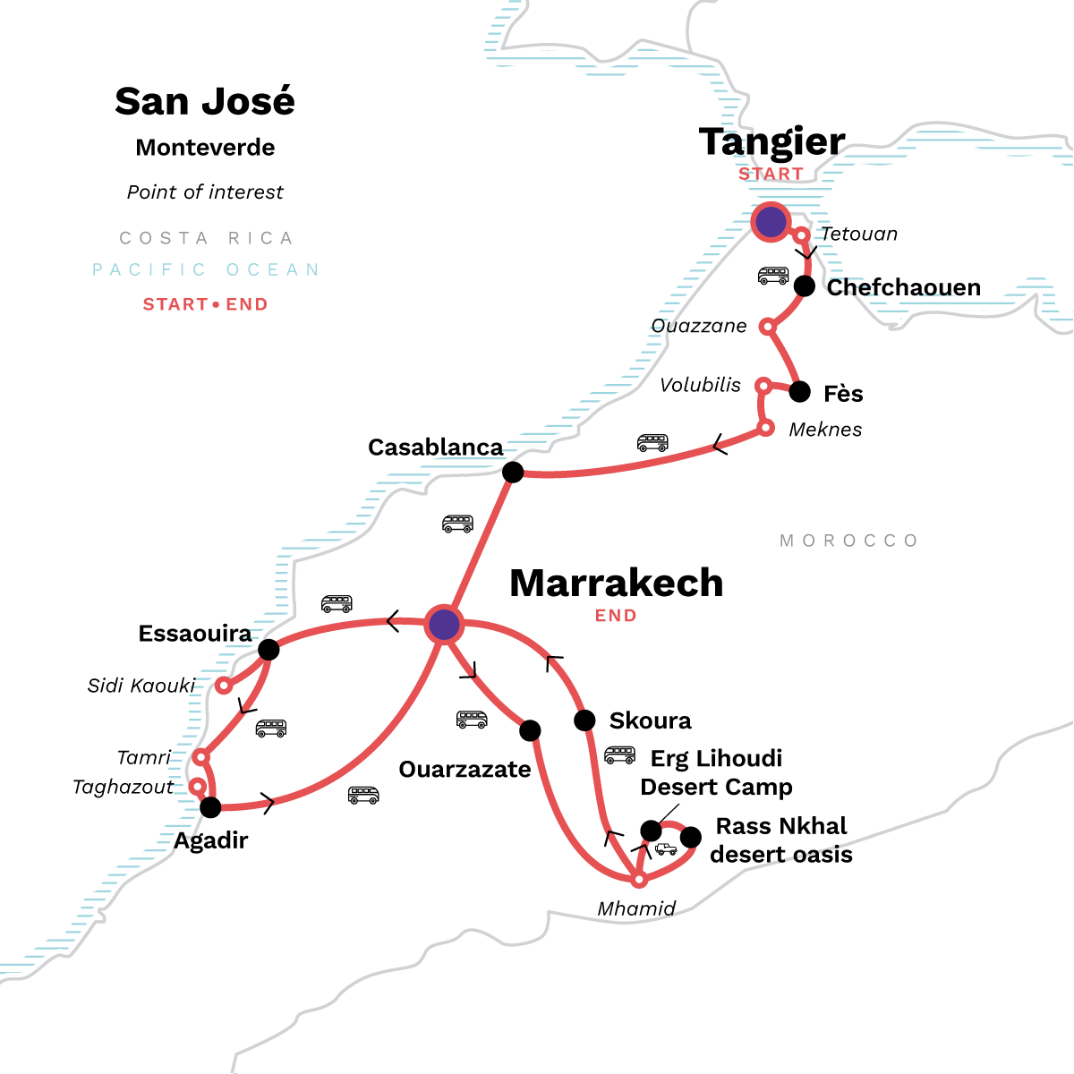 Map of Complete Morocco: The Sahara To The Coast from G Adventures