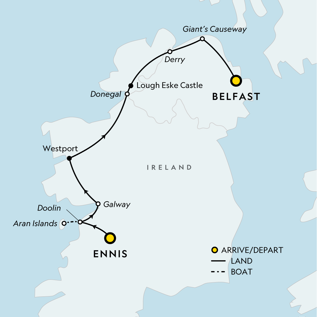 Map of Signature Ireland North from G Adventures