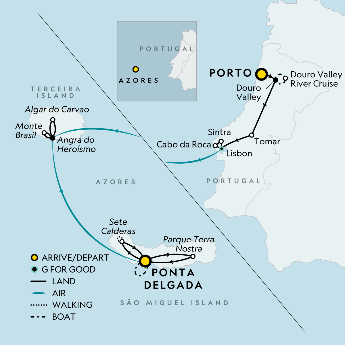 Signature: Portugal & the Azores Islands Itinerary Map