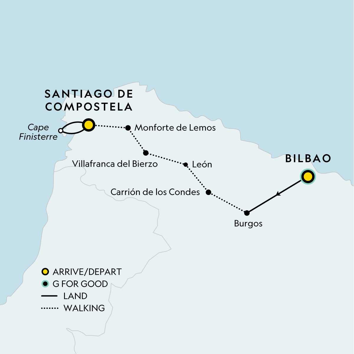 Signature: Walking Spain's Camino de Santiago Itinerary Map