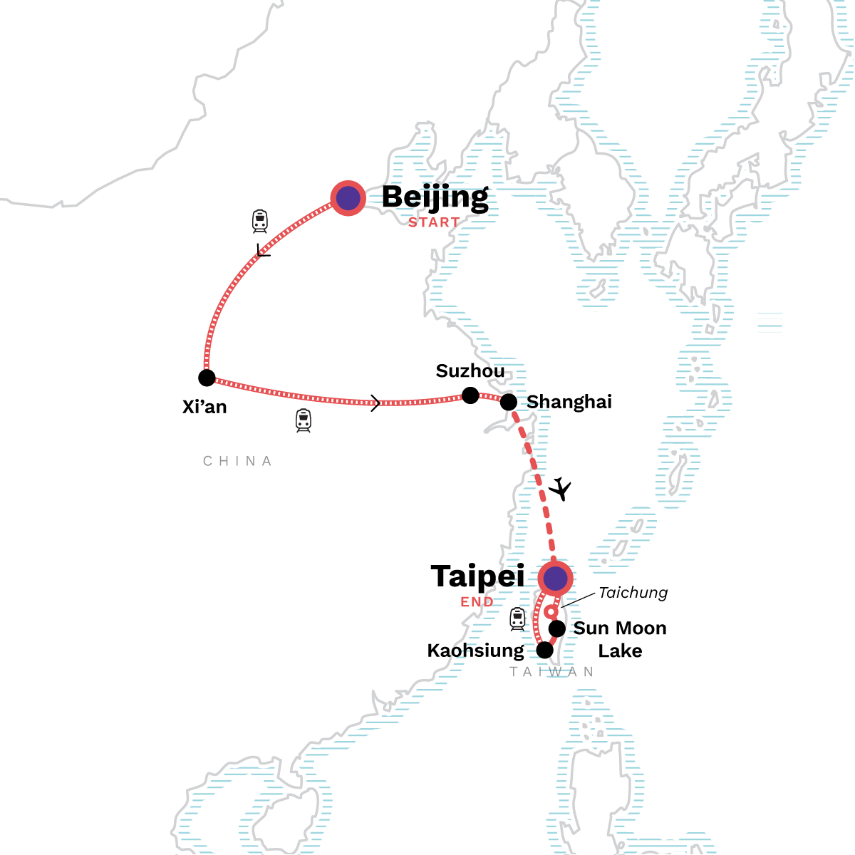 Map of China & Taiwan: The Great Wall, Terracotta Warriors & Night Markets