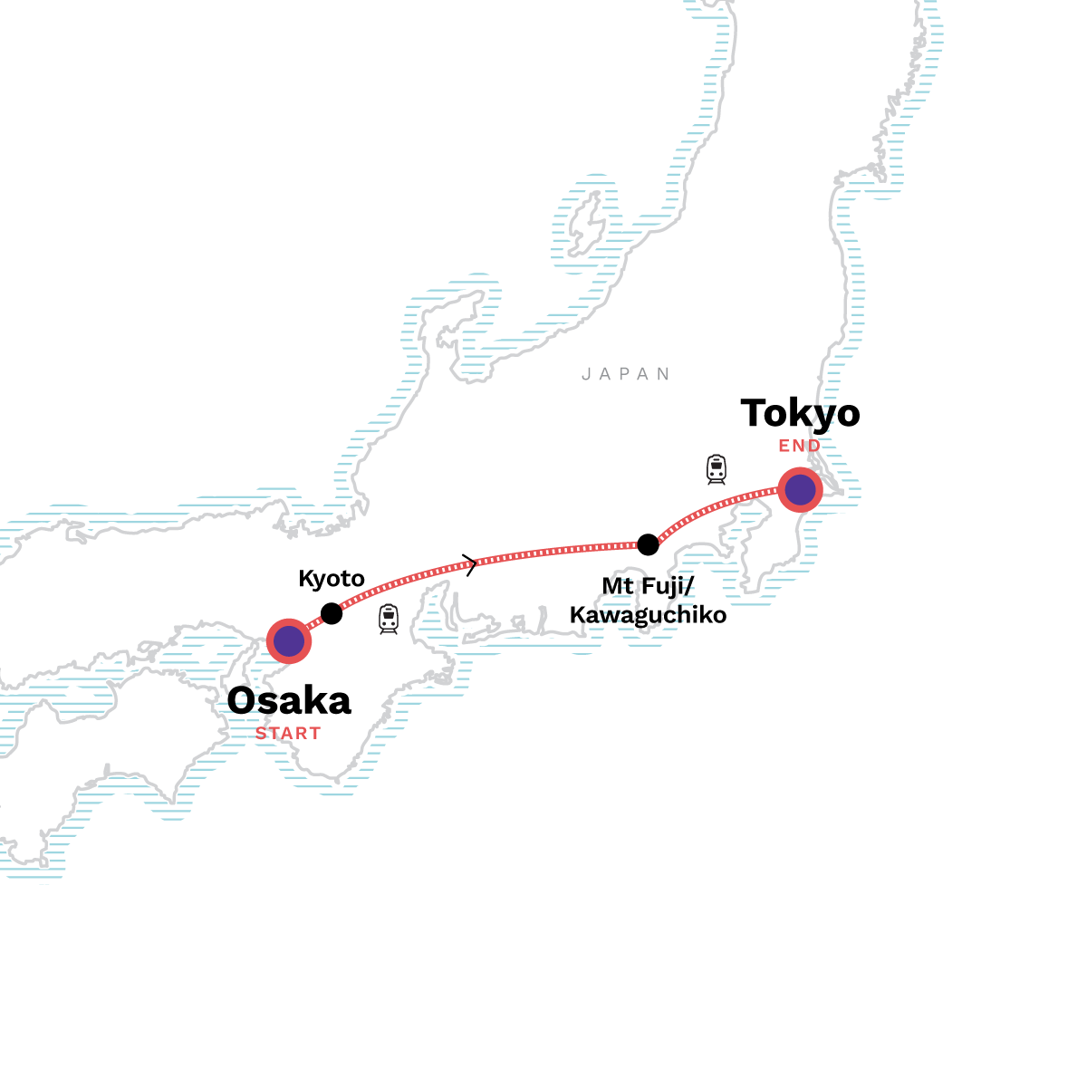 Map of Japan: Osaka, Kyoto, Mount Fuji & Tokyo