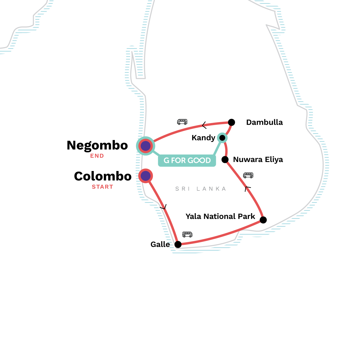 Map of Sri Lanka: Leopard Safaris, Tea Highlands & Ancient Temples
