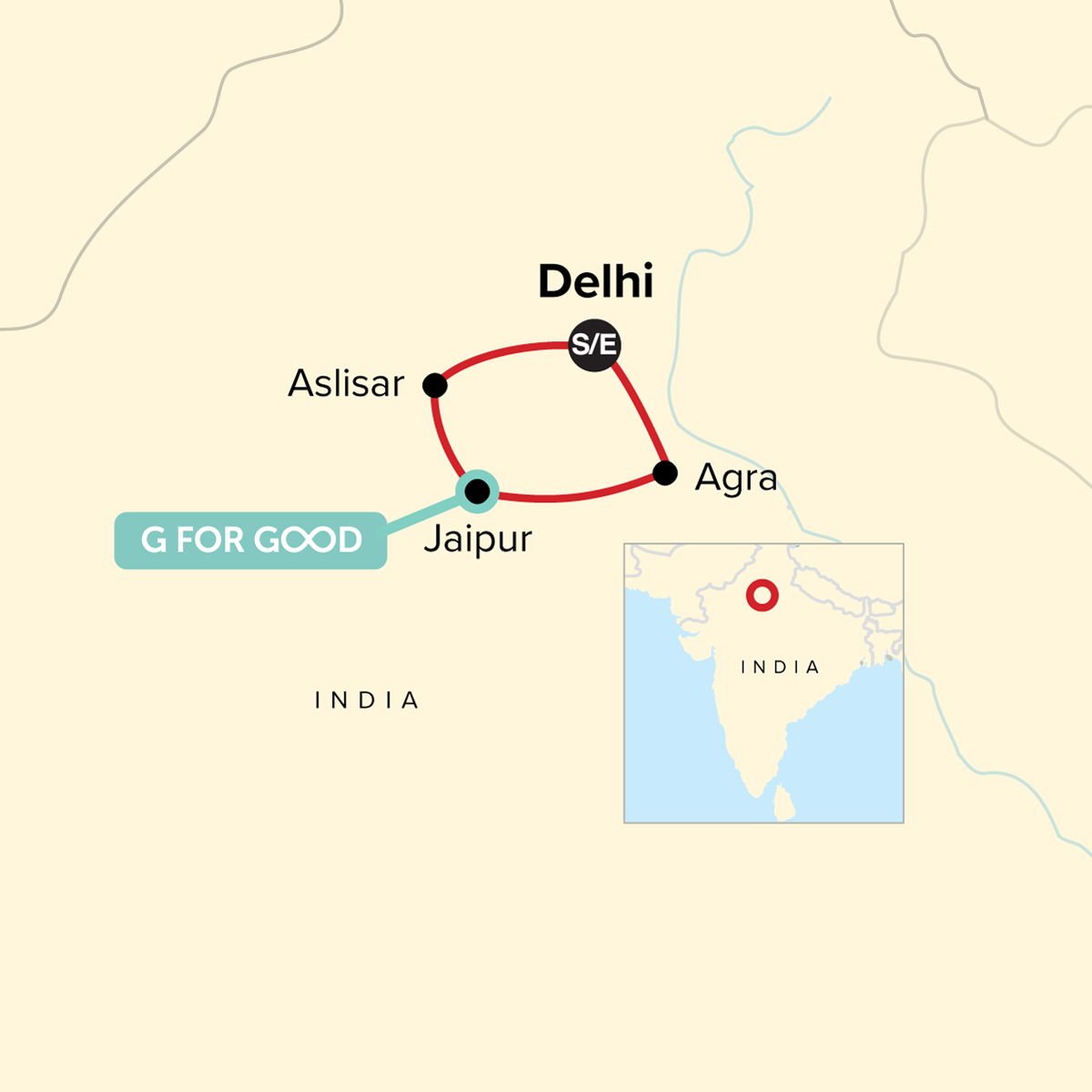 Map of Journeys: North India Highlights from G Adventures