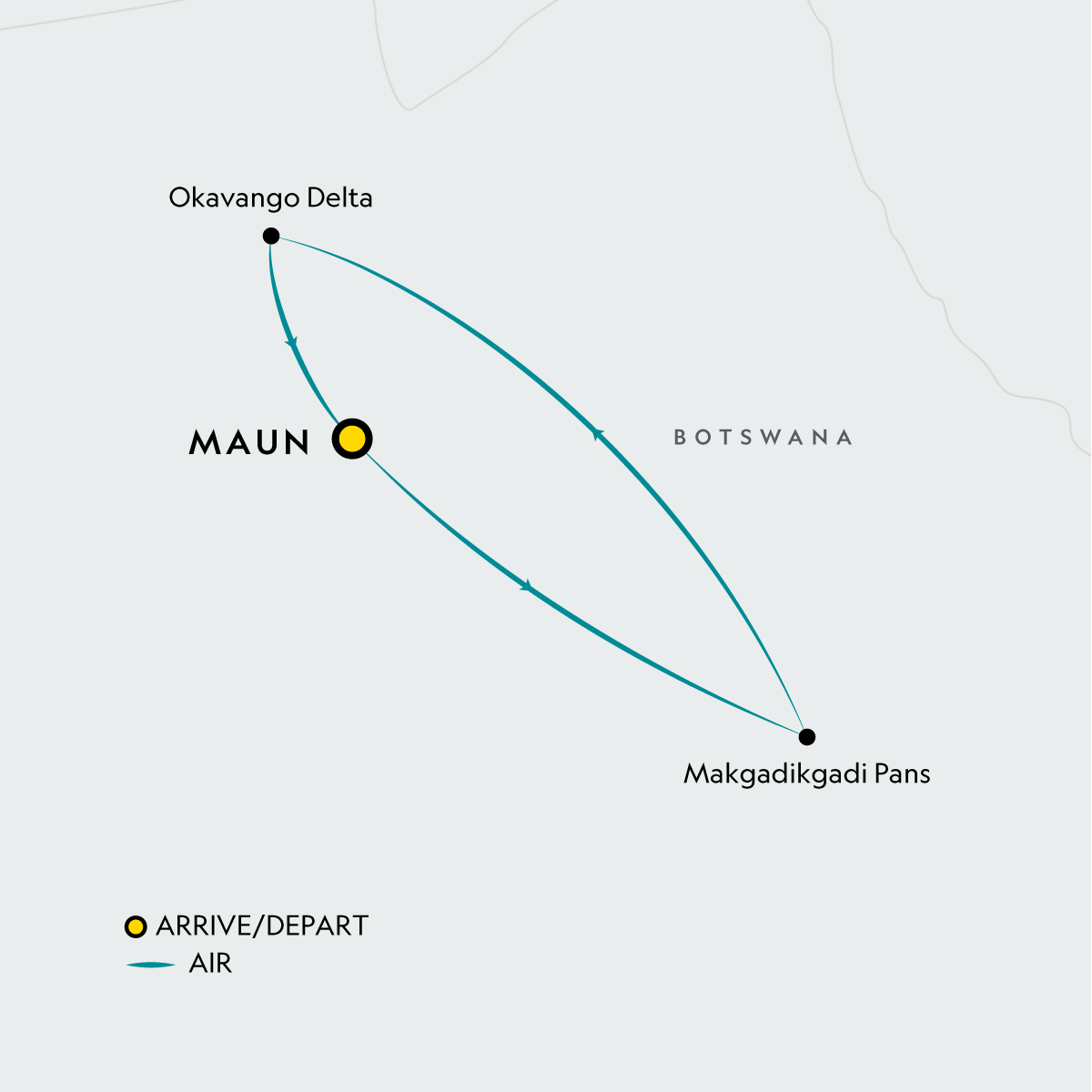 Map of Signature: Botswana's Wildlife & the Okavango Delta