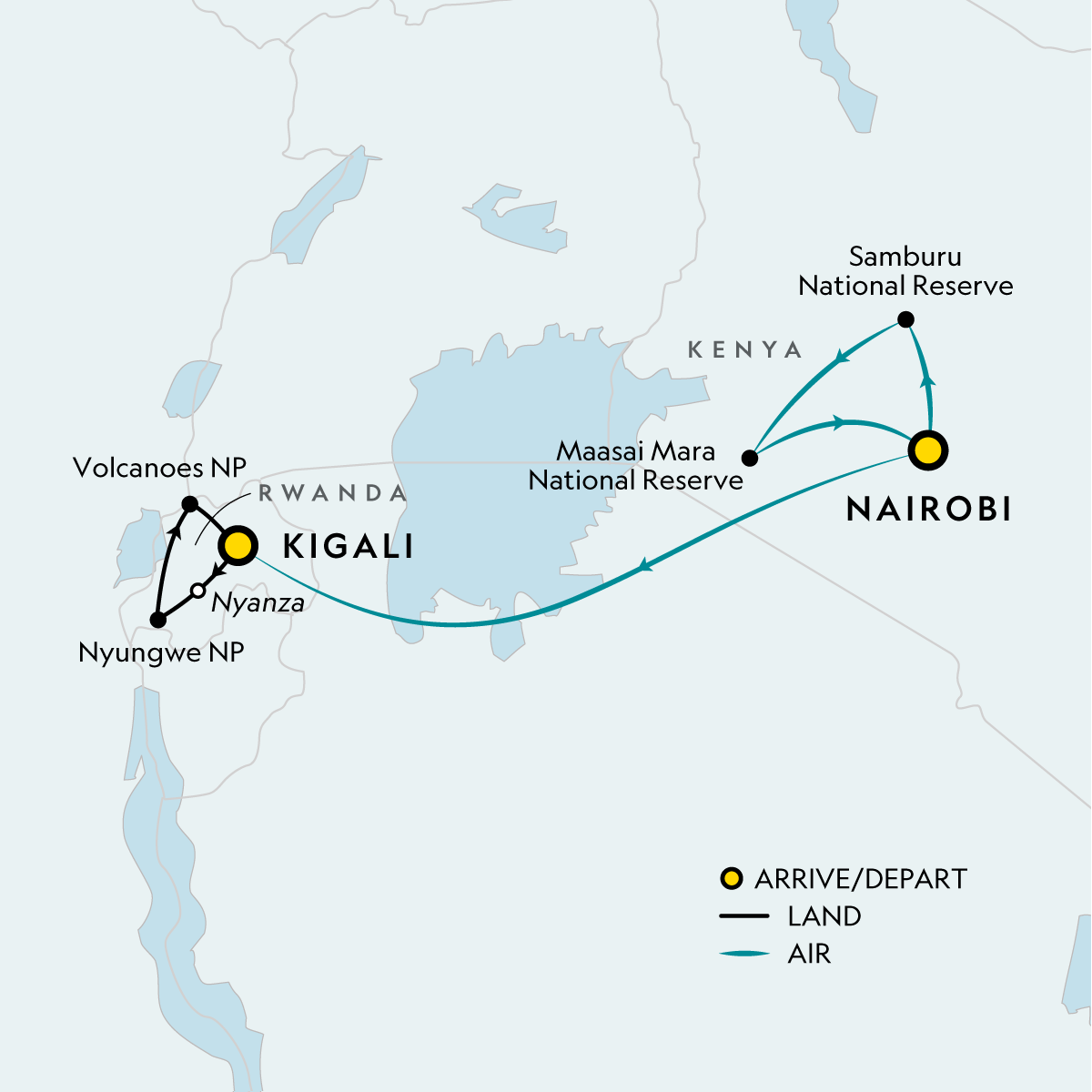 Map of Signature: Kenya & Rwanda — From the Mara to the Mist