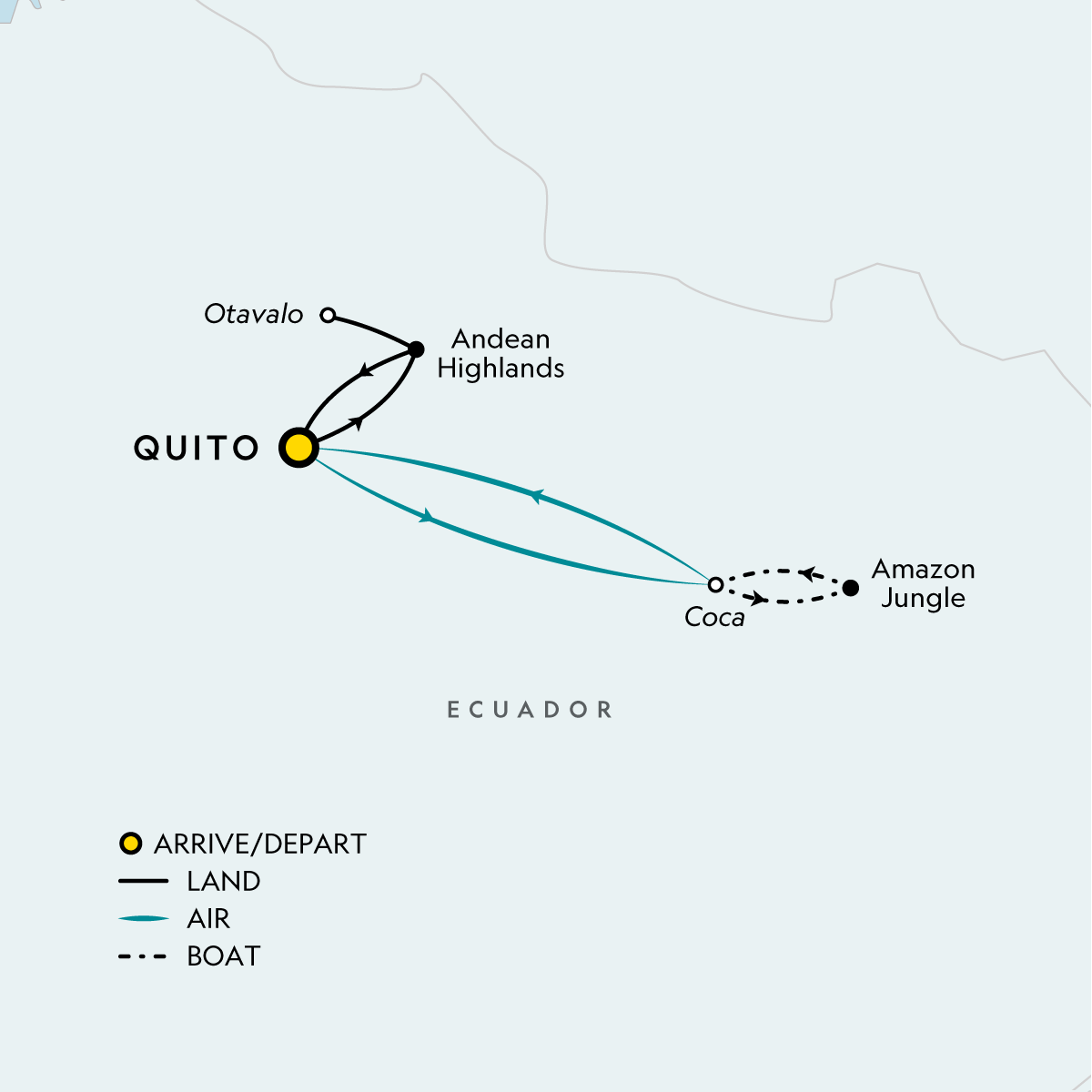 Map of Signature: Ecuador's Amazon Rainforest & Andean Highlands