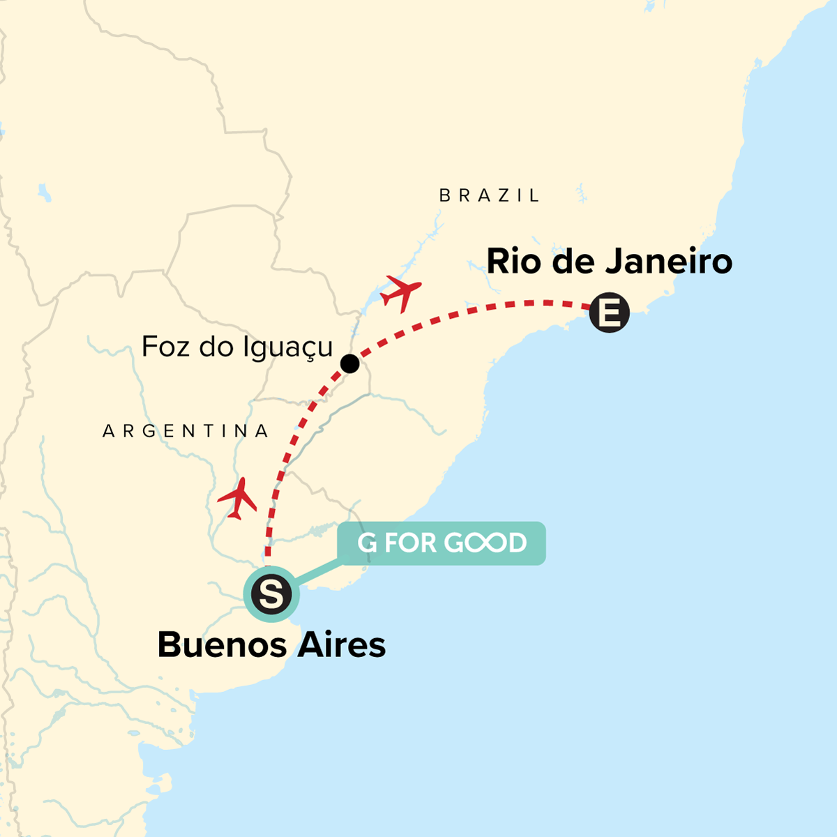 Map of Journeys: Highlights of Argentina & Brazil