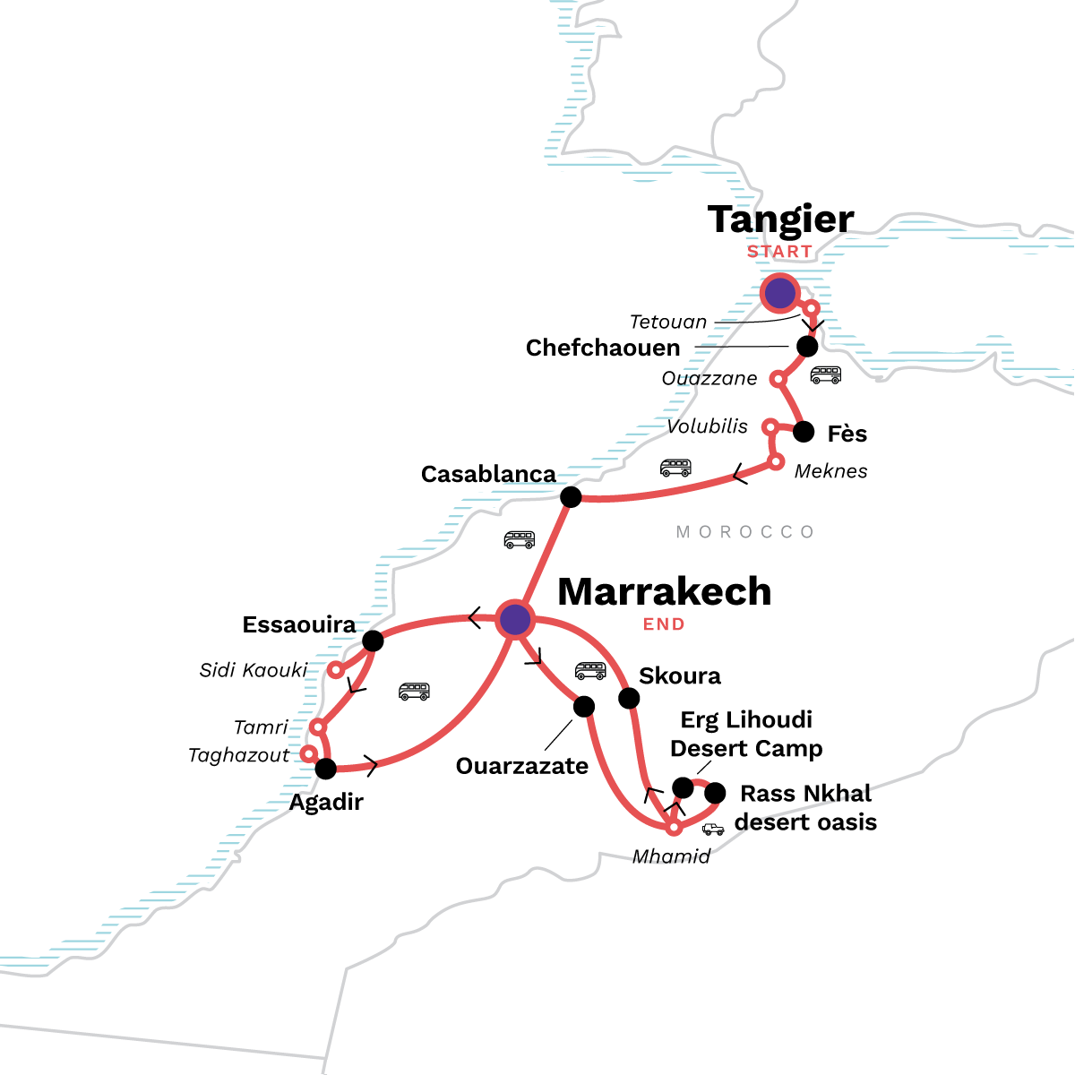 Map of Complete Morocco: The Sahara to the Coast