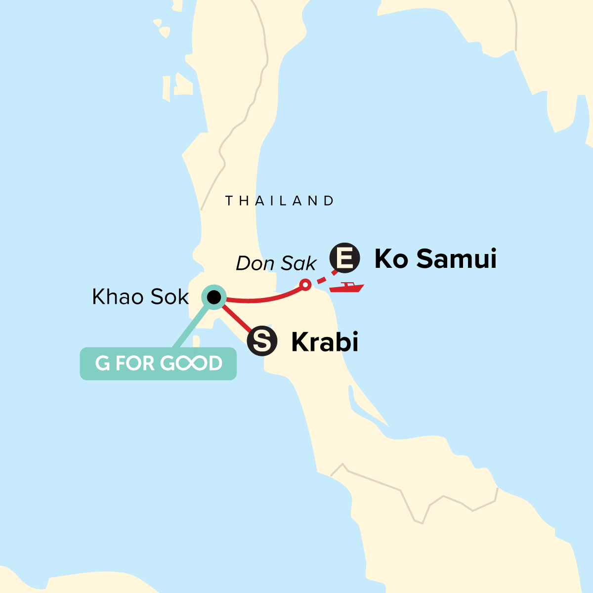 Map of Journeys: Best Of Southern Thailand from G Adventures