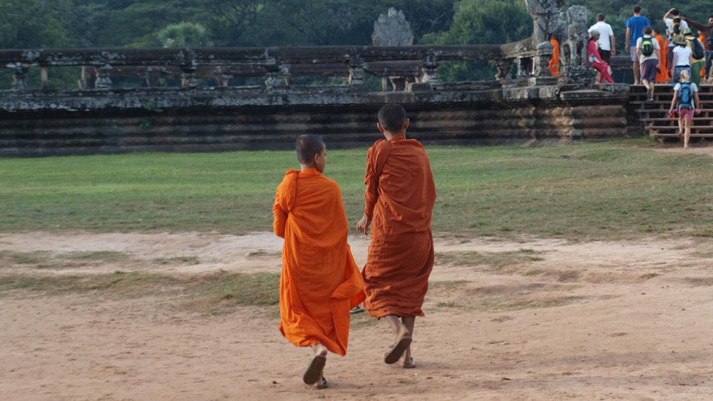 Young monks on the temple grounds.