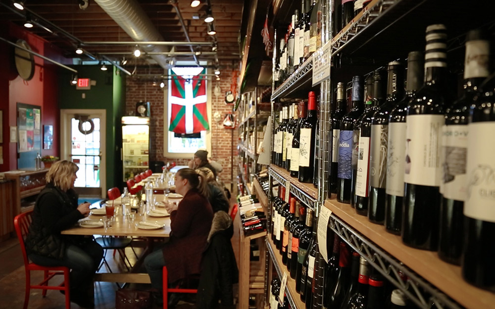 Sitting down at the Basque Market for my well-earned breakfast. Photo courtesy Kim Mott.