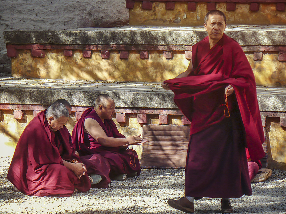 Monks gather in Tibet.